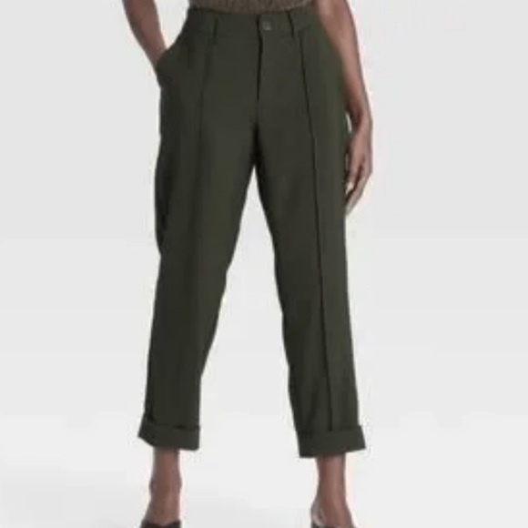 A new day dark olive green high rise cuffed casual ankle pants size 8 - Picture 1 of 11
